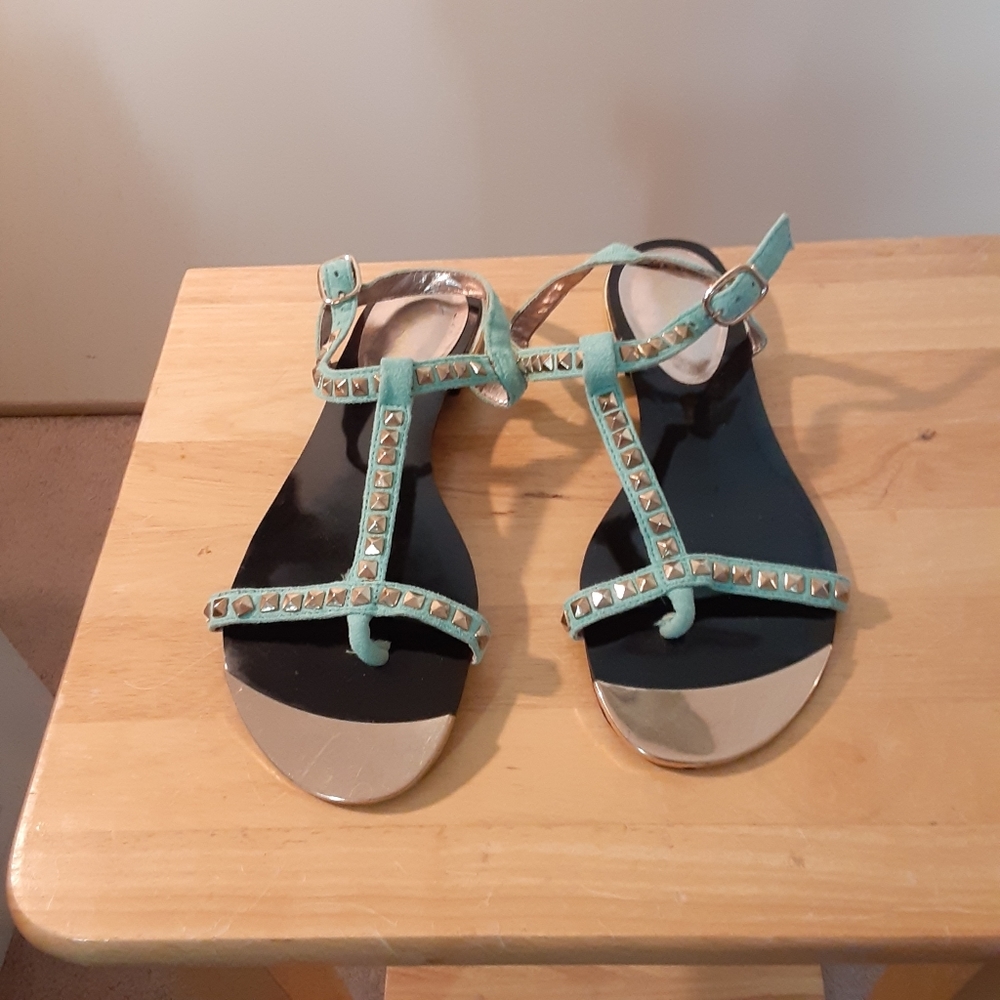 3X20.  Paprika Blue Silver Studded Sandals